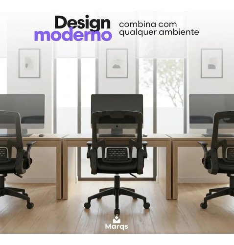 Cadeira De Escritorio Ergonomica Nr17 Ethernus Marqs Home Giratoria Resistente Reforçada 180kg Confortavel Reuniao Preto