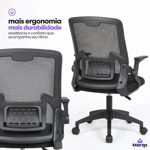 Cadeira De Escritorio Ergonomica Nr17 Ethernus Marqs Home Giratoria Resistente Reforçada 180kg Confortavel Reuniao Preto