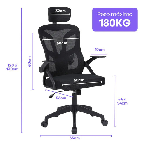 Cadeira De Escritorio Ergonomica Nr17 Glorious Marqs Home Giratoria Resistente Reforçada 180kg Confortavel Reuniao Mesh Preta