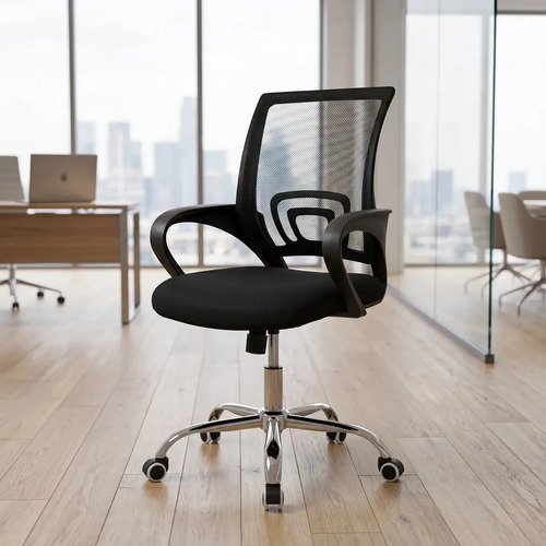 Cadeira de escritorio ergonomica preta home office escritori