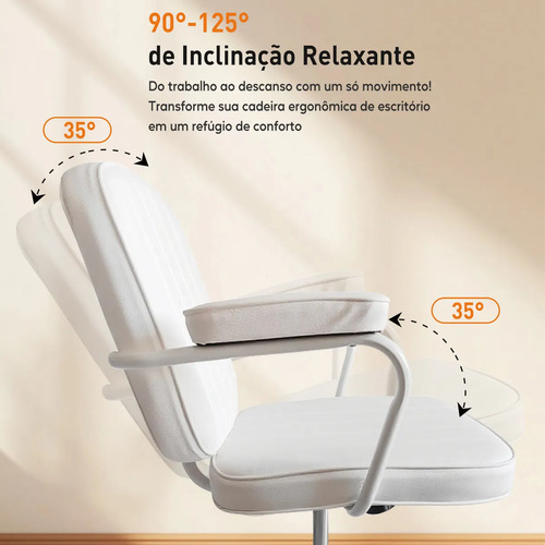 Cadeira De Escritório Ergonômica Python Fly Couro Sintético Cor Branco
