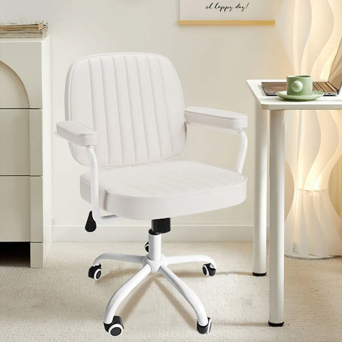 Cadeira De Escritório Ergonômica Python Fly Couro Sintético Cor Branco