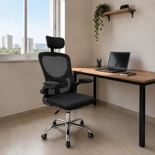 Cadeira de escritorio ergonomica ravena apoio lombar e nuca