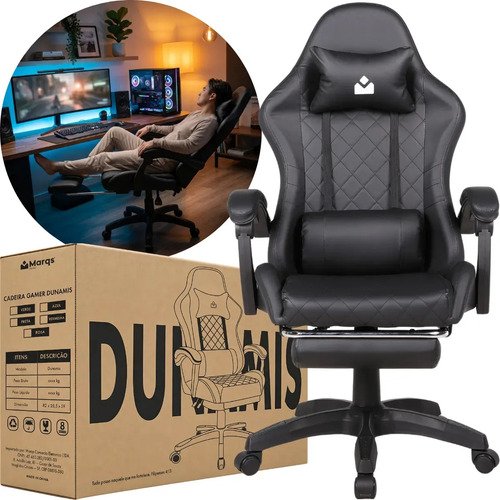 Cadeira de escritorio gamer ergonomica dunamis preta marqs h