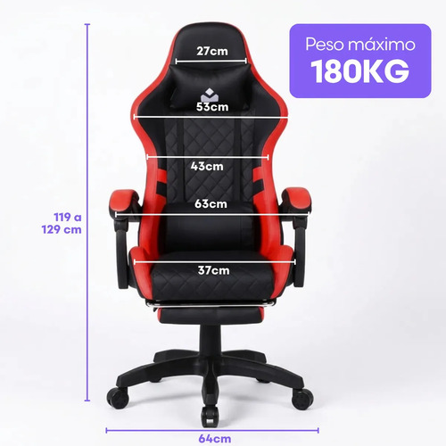 Cadeira De Escritorio Gamer Ergonômica Dunamis Vermelho Marqs Home Reclinável 180kg Resistente Giratória Confortavel Computador