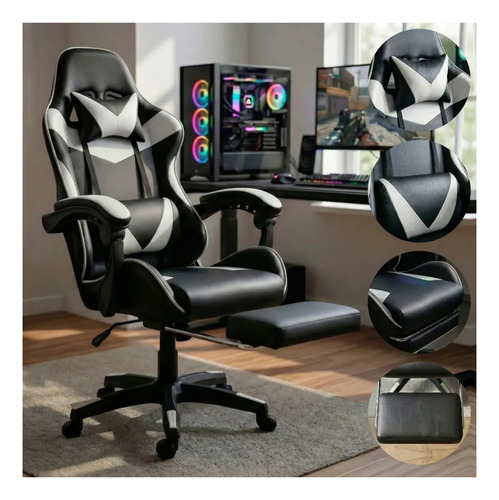 Cadeira de escritorio gamer ergonomica reclinavel com apoio 1