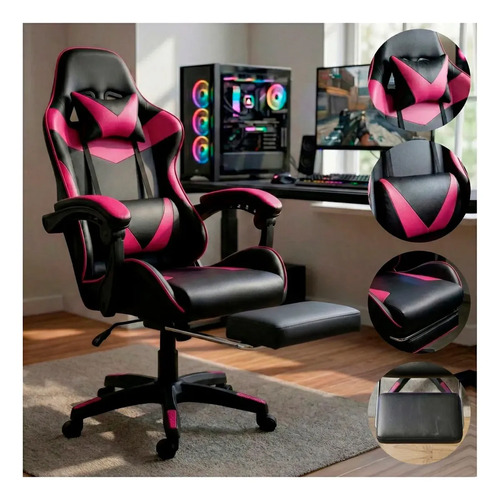 Cadeira de escritorio gamer ergonomica reclinavel com apoio 1