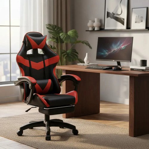 Cadeira de escritorio gamer nitro ergonomica estofado couro 1