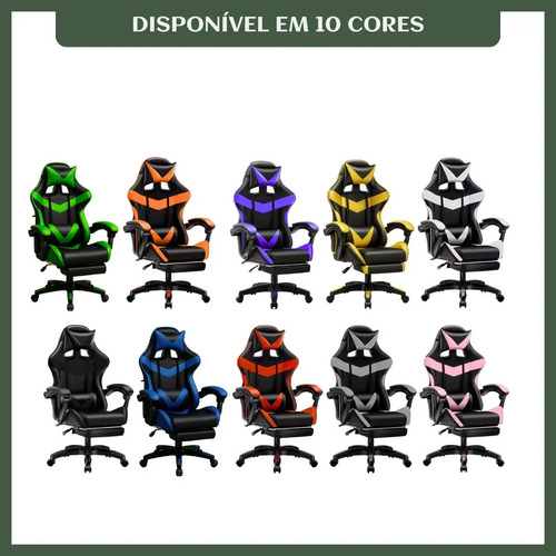 Cadeira De Escritório Gamer Nitro Ergonômica Estofado Couro Sintético Reclinável Altura Ajustável Apoio Para Pés Cor Cinza