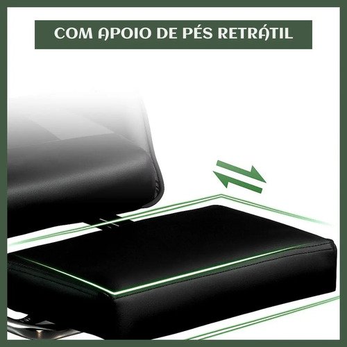 Cadeira De Escritório Gamer Nitro Ergonômica Estofado Couro Sintético Reclinável Altura Ajustável Apoio Para Pés Cor Preto Luvinco