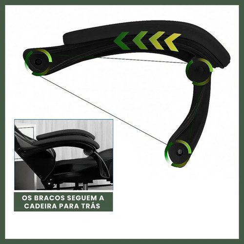 Cadeira De Escritório Gamer Nitro Ergonômica Estofado Couro Sintético Reclinável Altura Ajustável Apoio Para Pés Cor Preto Luvinco