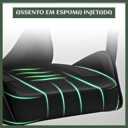 Cadeira De Escritório Gamer Nitro Ergonômica Estofado Couro Sintético Reclinável Altura Ajustável Apoio Para Pés Cor Preto Luvinco