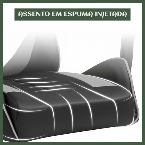 Cadeira De Escritório Gamer Nitro Ergonômica Estofado Couro Sintético Reclinável Altura Ajustável Apoio Para Pés Cor Cinza