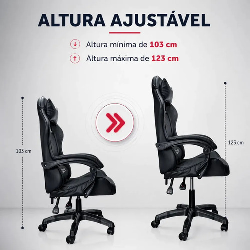 Cadeira De Escritório Giant Gamer Ergonômica Giratória Couro Preto/preto Couro Sintético