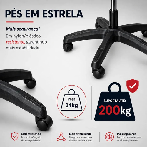 Cadeira De Escritório Giant Gamer Ergonômica Giratória Couro Preto/preto Couro Sintético