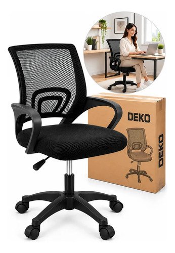 Cadeira de escritorio giratoria estofada preta ergonomica co
