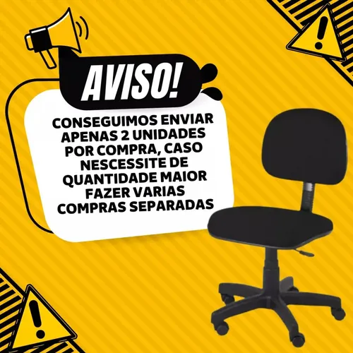 Cadeira De Escritorio Giratória Secretaria Sem Braços, Preta