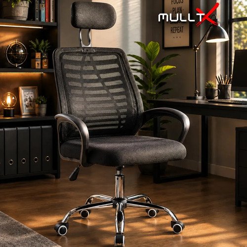 Cadeira de escritorio mulltx giratoria estofado mesh cor pre