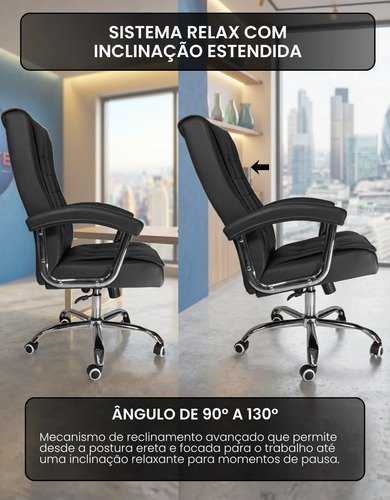 Cadeira De Escritório Presidente Com Molas Ensacadas Preta