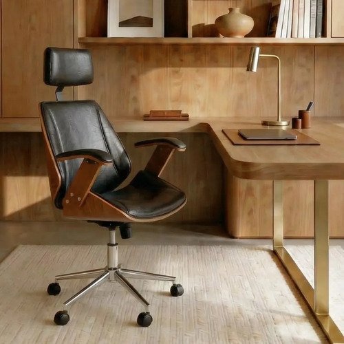 Cadeira de escritorio presidente cor preto ergonomica execut