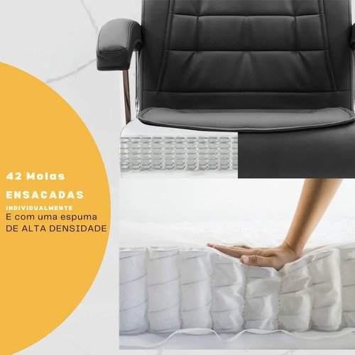 Cadeira de Escritório Presidente Ergonômica Com 42 Molas Ensacadas, Sistema Relax Com Trava, Pillow Top, U-Star Big 150KG