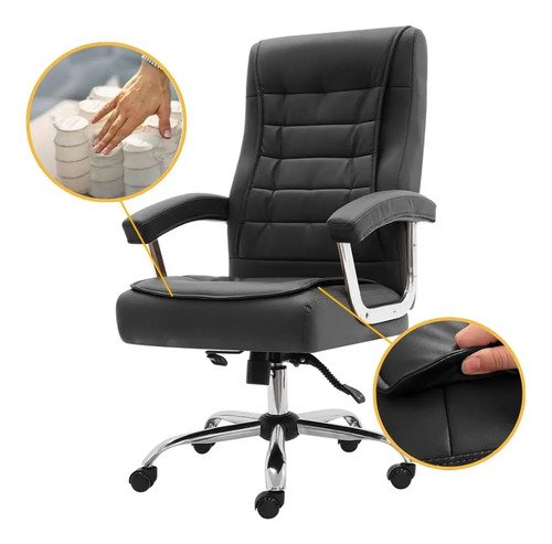 Cadeira de Escritório Presidente Ergonômica Com 42 Molas Ensacadas, Sistema Relax Com Trava, Pillow Top, U-Star Big 150KG
