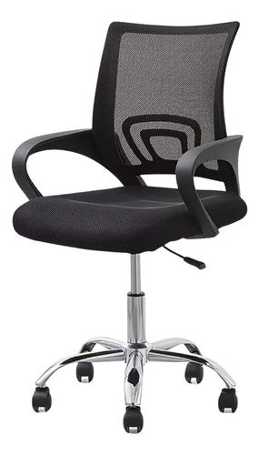 Cadeira de Escritório Rivatti Santiago Base Cromada Ergonômica Preta com Estofado de Mesh