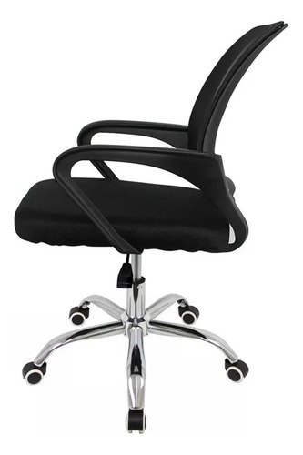 Cadeira de Escritório Rivatti Santiago Base Cromada Ergonômica Preta com Estofado de Mesh