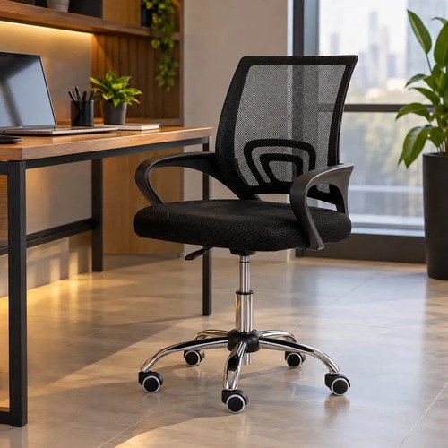 Cadeira de escritorio zcod v101 preta ergonomica com encosto