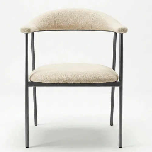 Cadeira de mesa de jantar boucle luxuosa base ferro moderna