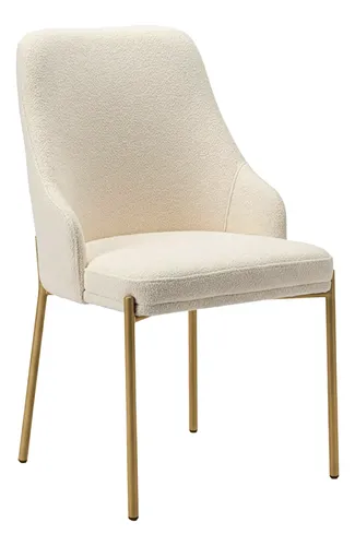 Cadeira De Mesa De Jantar Bouclé Luxuosa Base Ferro Moderna