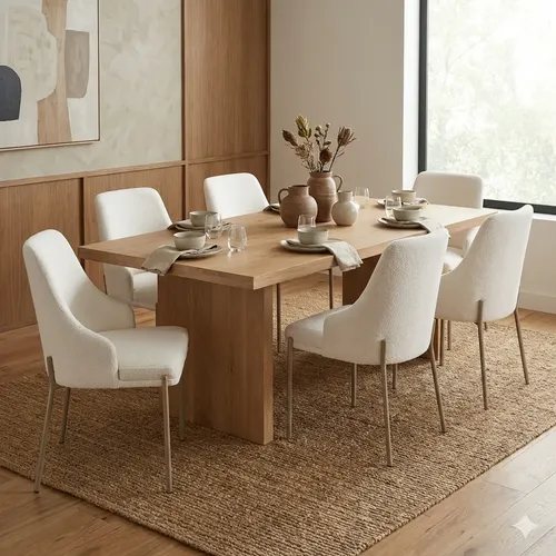 Cadeira De Mesa De Jantar Bouclé Luxuosa Base Ferro Moderna