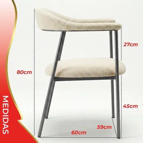 Cadeira De Mesa De Jantar Bouclé Luxuosa Base Ferro Moderna
