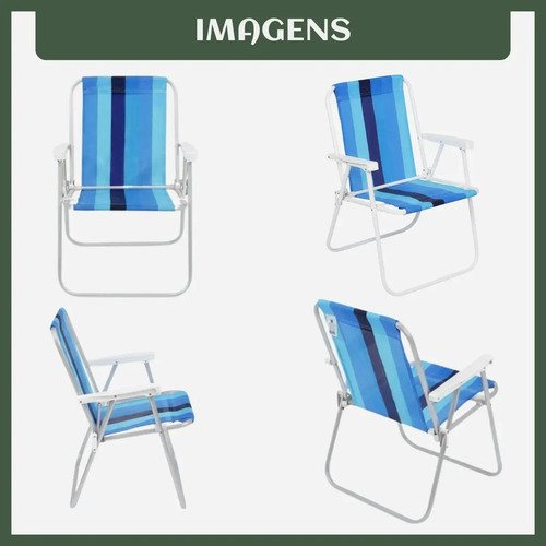 Cadeira De Praia Dobrável Aço Cores Sortidas Resistente Estrutura Reforçada Leve Praia Piscina Camping Lazer Luvinco