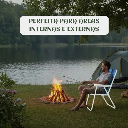Cadeira De Praia Dobrável Aço Cores Sortidas Resistente Estrutura Reforçada Leve Praia Piscina Camping Lazer Luvinco