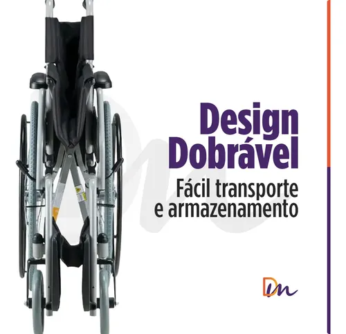 Cadeira De Roda D100 Dobrável Leve Resistente 120kg Dellamed
