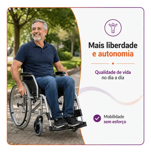 Cadeira De Roda D100 Dobrável Leve Resistente 120kg Dellamed