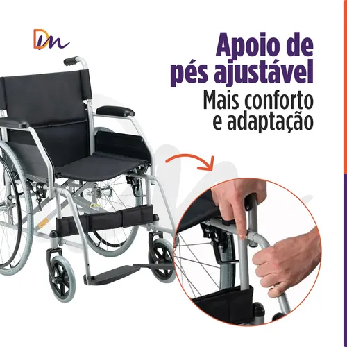 Cadeira De Roda D100 Dobrável Leve Resistente 120kg Dellamed