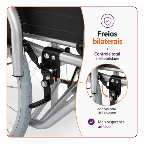 Cadeira De Roda D100 Dobrável Leve Resistente 120kg Dellamed