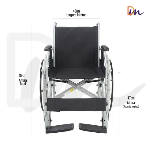 Cadeira De Roda D100 Dobrável Leve Resistente 120kg Dellamed