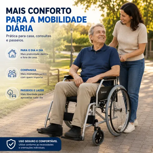 Cadeira De Rodas Dobrável 120kg Dellamed Resistente Conforto