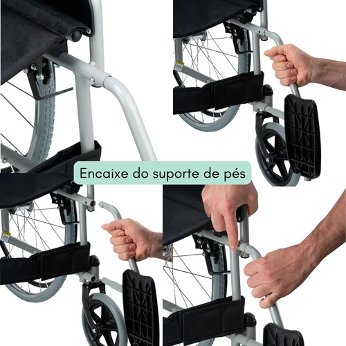 Cadeira De Rodas Dobrável Aço Resistente Desmontável 120kg
