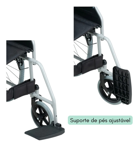 Cadeira De Rodas Dobrável Aço Resistente Desmontável 120kg