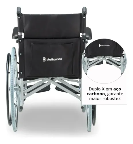 Cadeira De Rodas Resistente Dobrável Até 120kg Dellamed D100