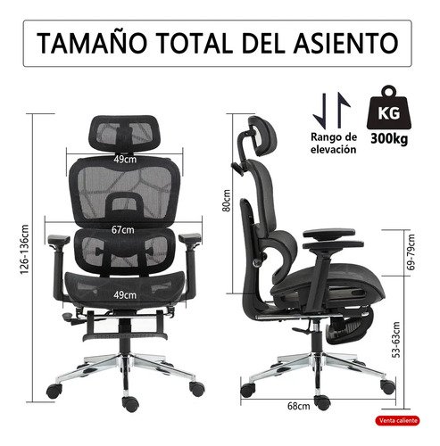 Cadeira Ergonômica Escritório Reclinavel Confortavel Cadeira Gamer Preto Esponja