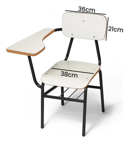 Cadeira Escolar Premium Com Prancheta Lateral Em Formica Branco