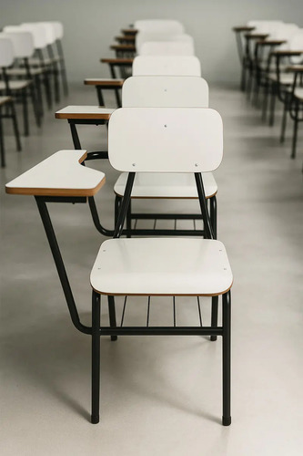 Cadeira Escolar Premium Com Prancheta Lateral Em Formica Branco