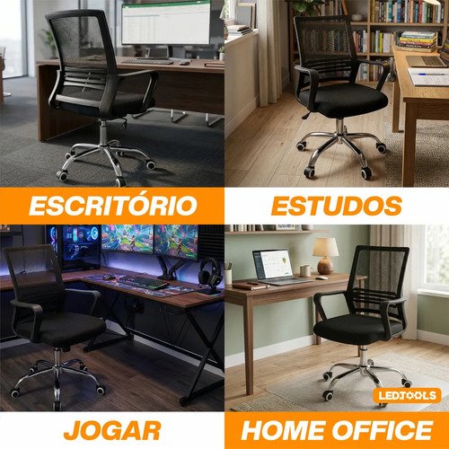Cadeira Escritorio Confortavel Giratoria Estofado Mesh Altura Regulável Apoio Lombar Home Office Bussines