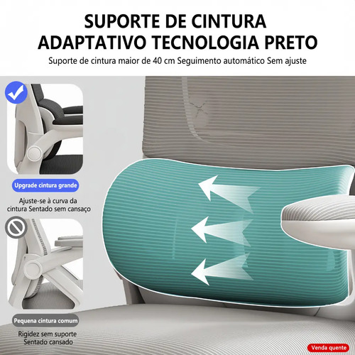 Cadeira Escritório Ergonômica G500: Suporte Lombar Ajustável