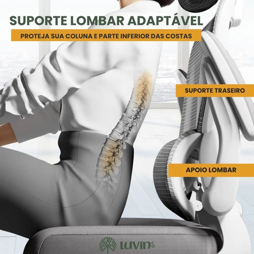 Cadeira Escritório Ergonômica Genebra G500 Luvinco Cor Cinza Com Suporte Lombar Estofado Mesh